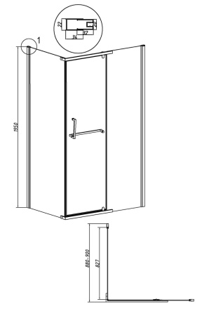 Душевая перегородка Grossman Pragma 200.K33.03.90.32.00 90х195 стекло прозрачное профиль золото